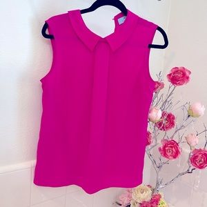 Cece hot pink sleeveless  top with collared